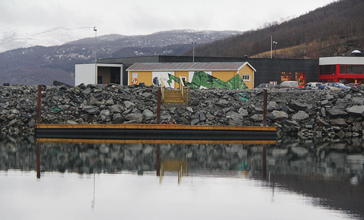 Rolf Jørgensen AS har allerede påbegynt arbeidet ved å bygge ny brygge og legge til rette for båtplasser. Tommy Jørgensen bemerker de nå angrer, siden kommunen ga et klart nei da de søkte om å legge til rette for 28 båtplasser. FOTO: ALEKSANDER WALØR