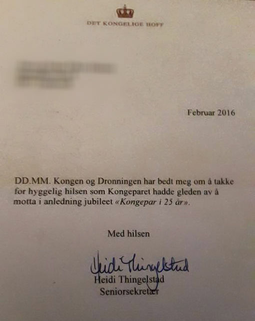 Dette er ett av brevene som Spansgaard har mottatt fra Det Kongelig Hoff.