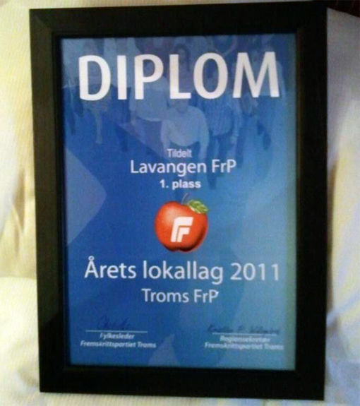 Lavangen FrP er kåret til det beste lokallaget i Troms FrP i 2011
