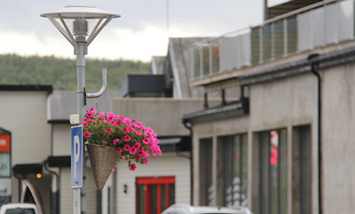 Etter bare noen par arbeidstimer ble flaggene i Sjøvegan-sentrum tatt ned for i år. FOTO: PER ASBJØRN GUNDERSEN